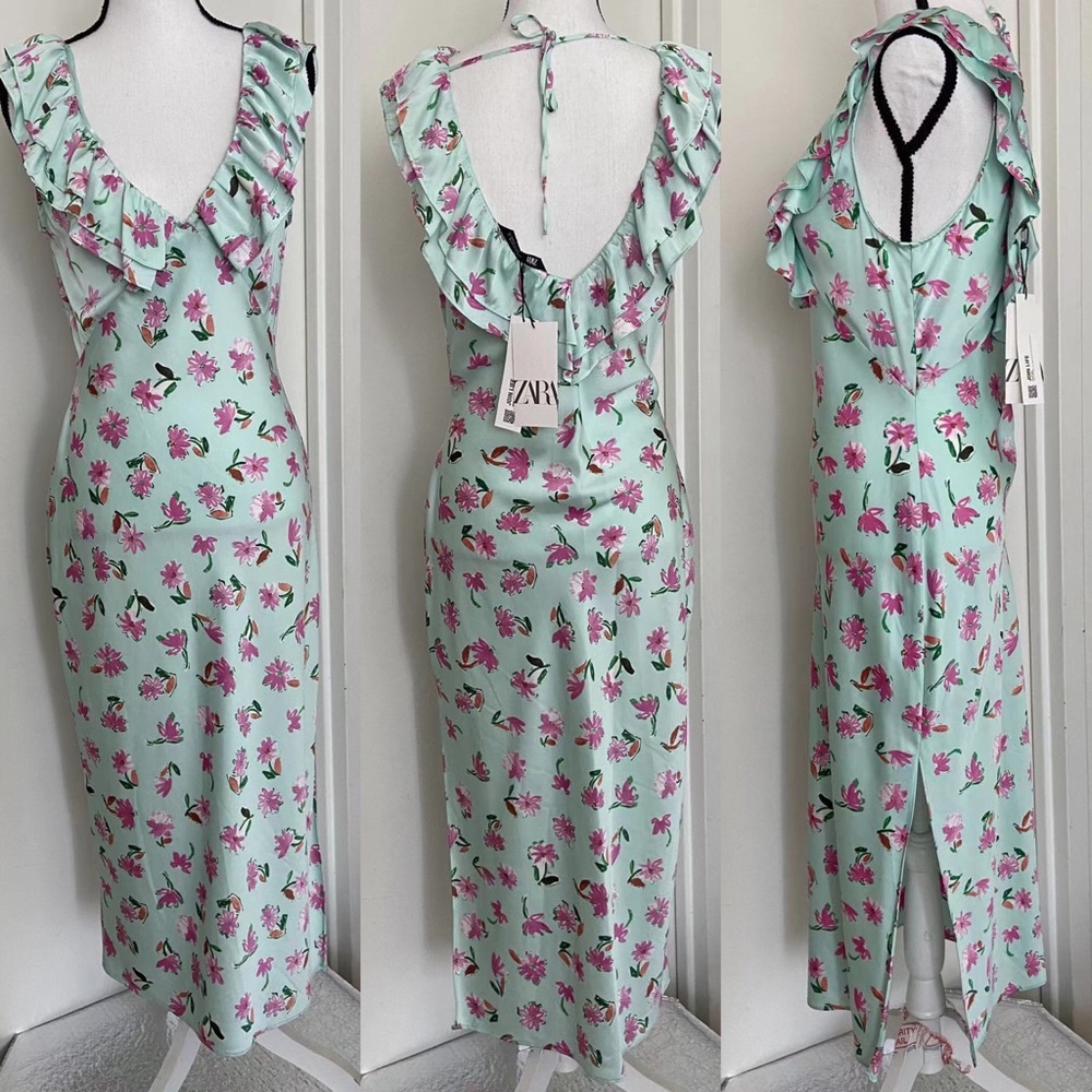 Zara Ruffled Floral Dress Size M